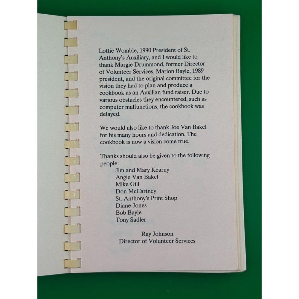 St. Anthony's Hospital Auxiliary Cookbook Amarillo TX 1990 Spiral Recipes - Picture 2 of 12